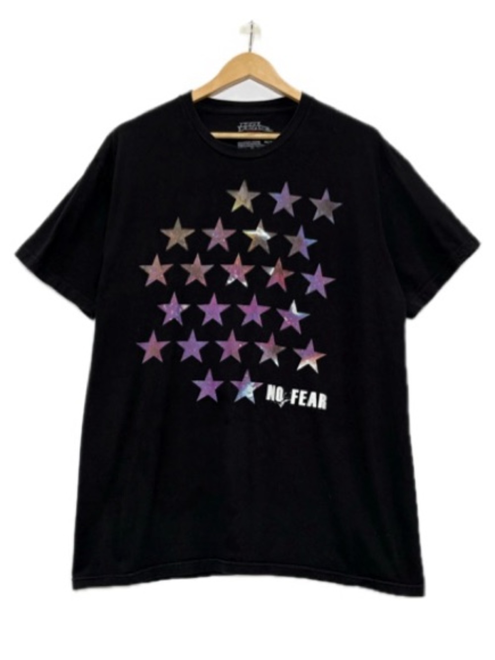 Vintage No Fear Star Print Graphic T-Shirt Mens Size XL Black Short Sleeve Tee